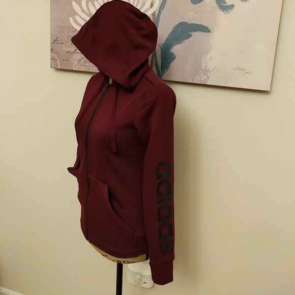 burgundy adidas zip up hoodie